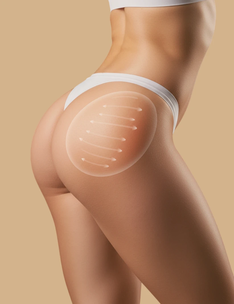 Procedimento de harmonização glútea com bioestimuladores para melhora da projeção e firmeza na clínica de estética da Dra. Ana Paula em João Pessoa.